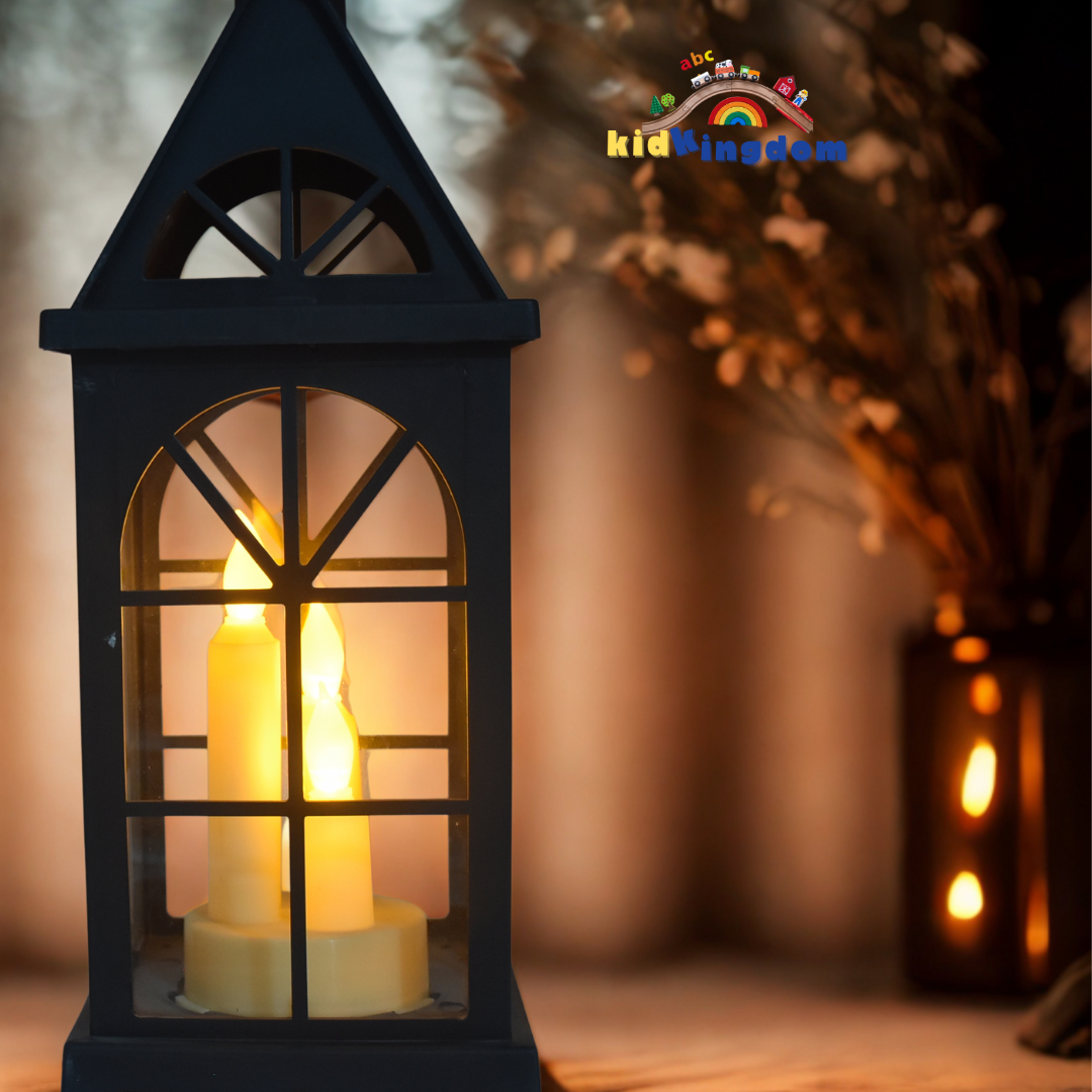 Decorative LED Candle Lantern – Black & White