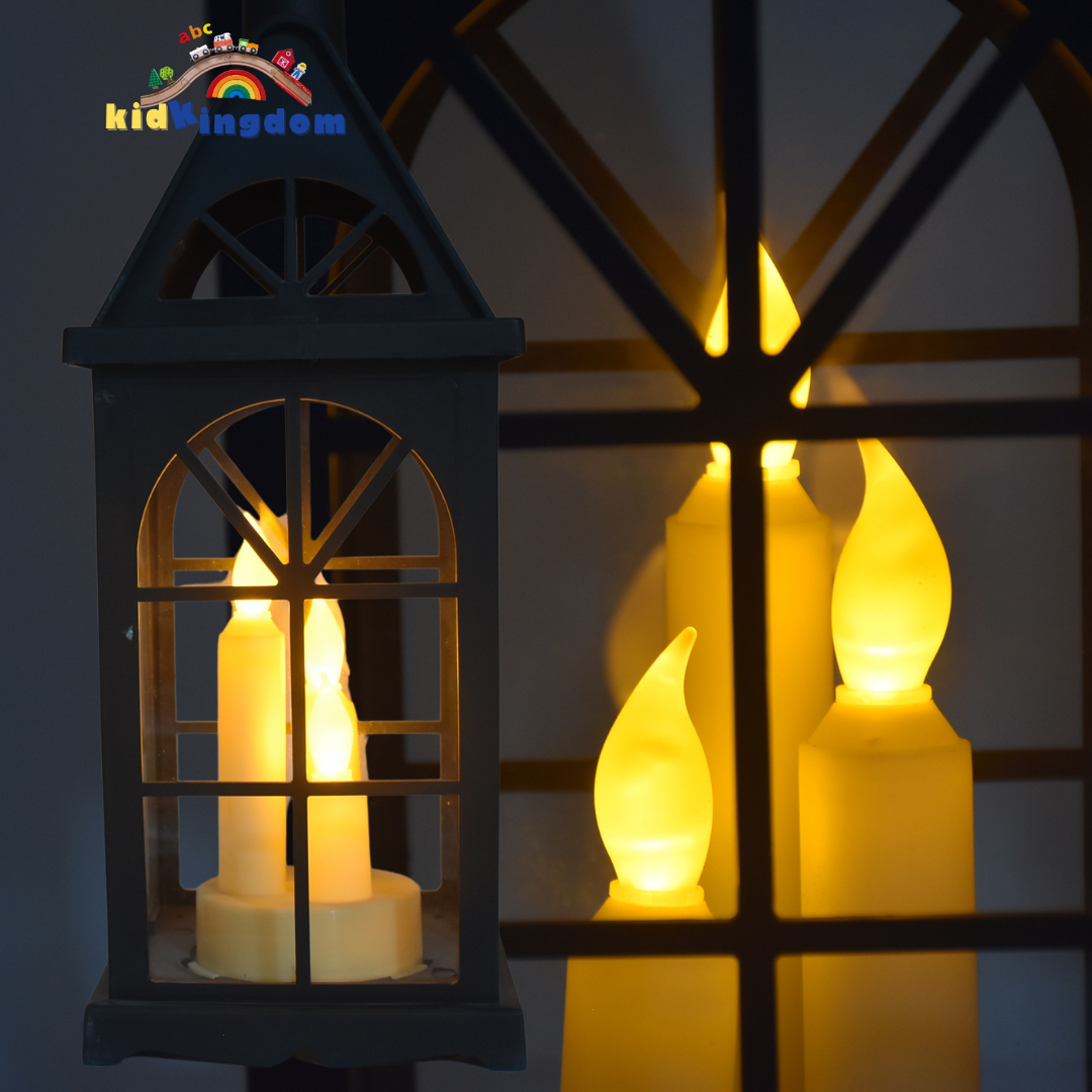 Decorative LED Candle Lantern – Black & White