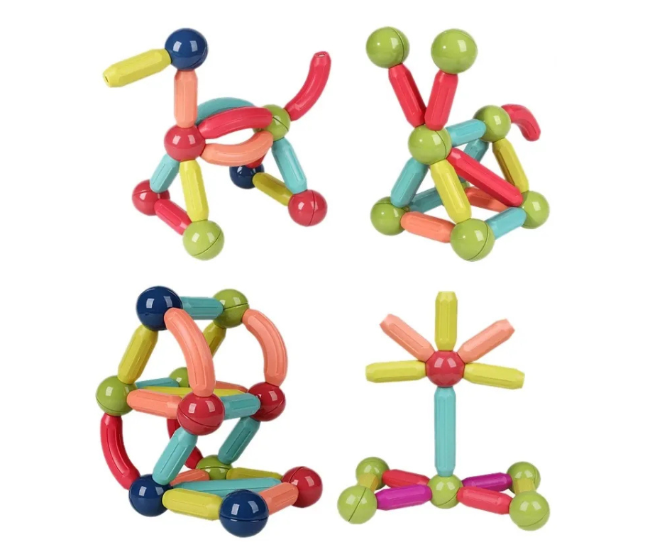 Magnetic Bar Block Set – 25, 56, 64 pcs | STEM Toy for Kids