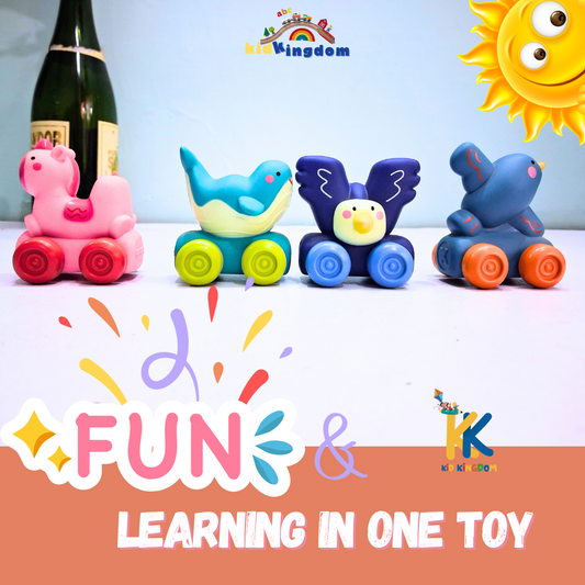 Animal Alphabet Cars β Set of 4 Vinyl Unbreakable Toys for Kids