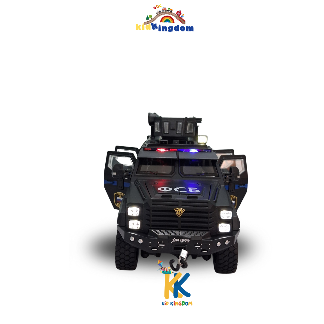 Metal Die-Cast Police Armored Vehicle Model – Black & White
