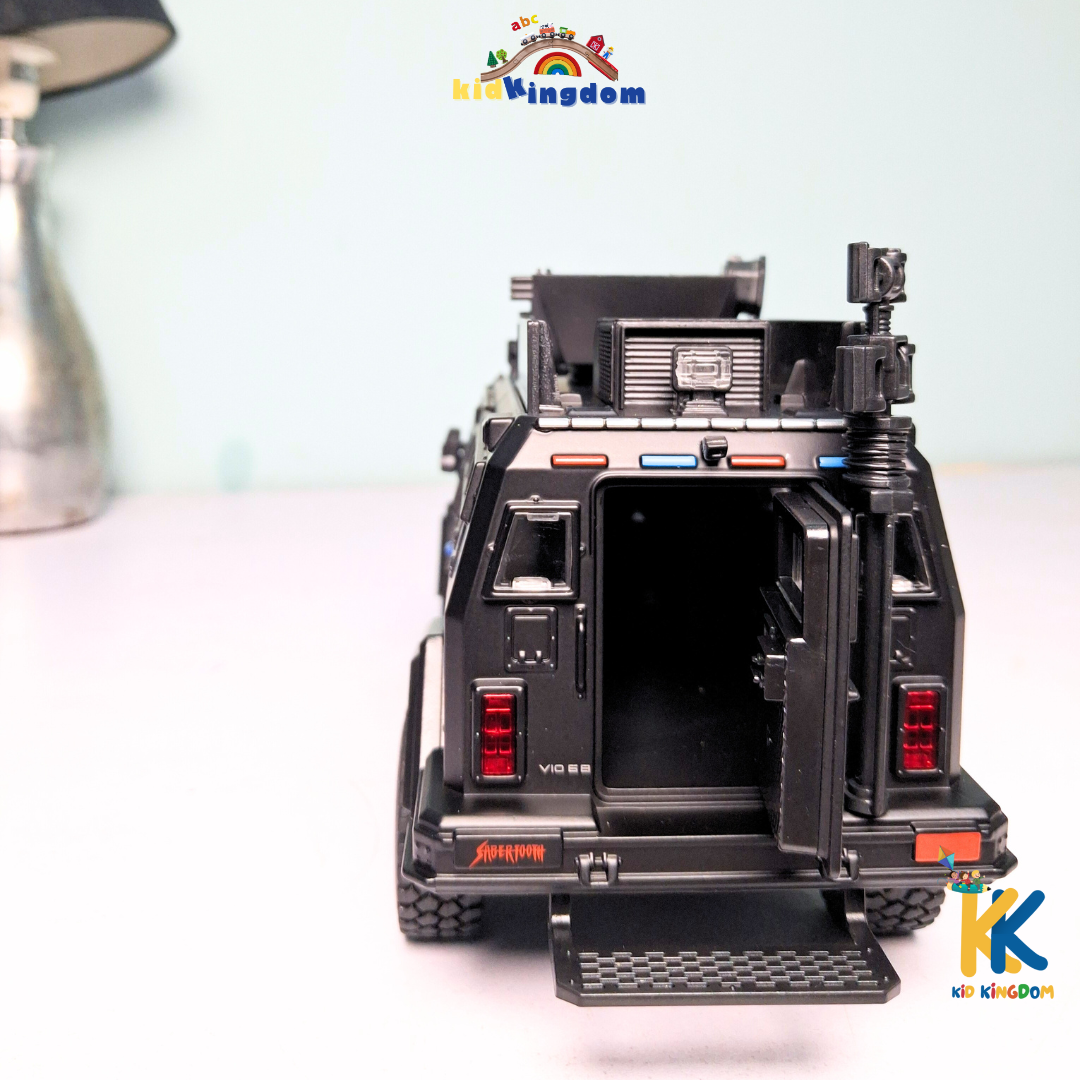 Metal Die-Cast Police Armored Vehicle Model – Black & White