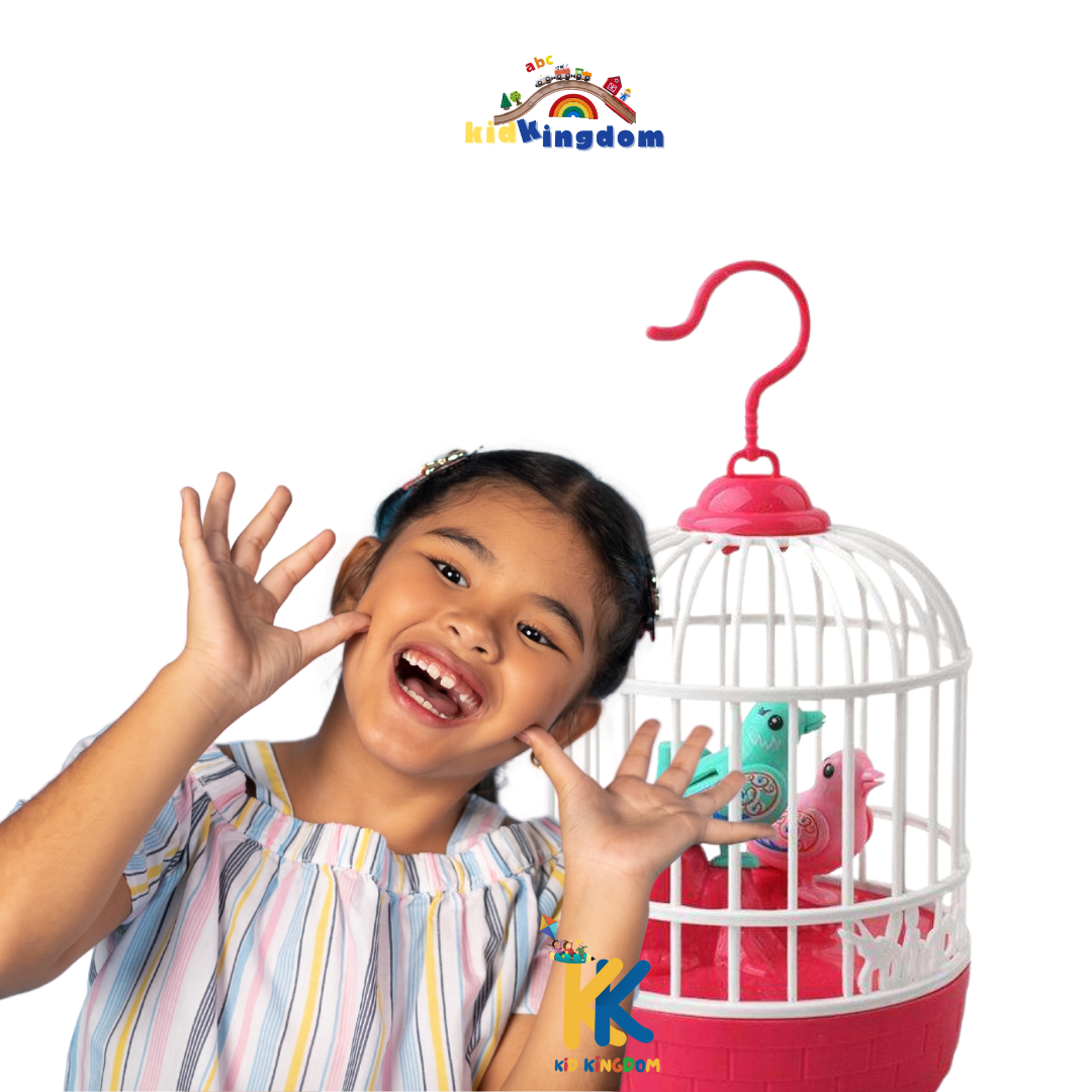 Toy Bird Cage with Chirping Birds & Light Music – 3 Colors
