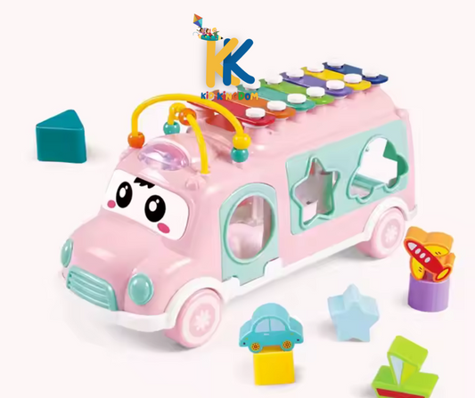 Xylophone Puzzle Bus Toy β Musical Shape Sorter with Pull-Along Wheels