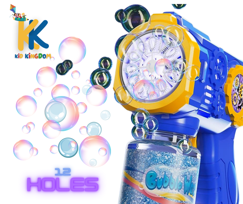 Flying Armor Automatic Bubble Gun – 12-Hole Blaster with LED Light