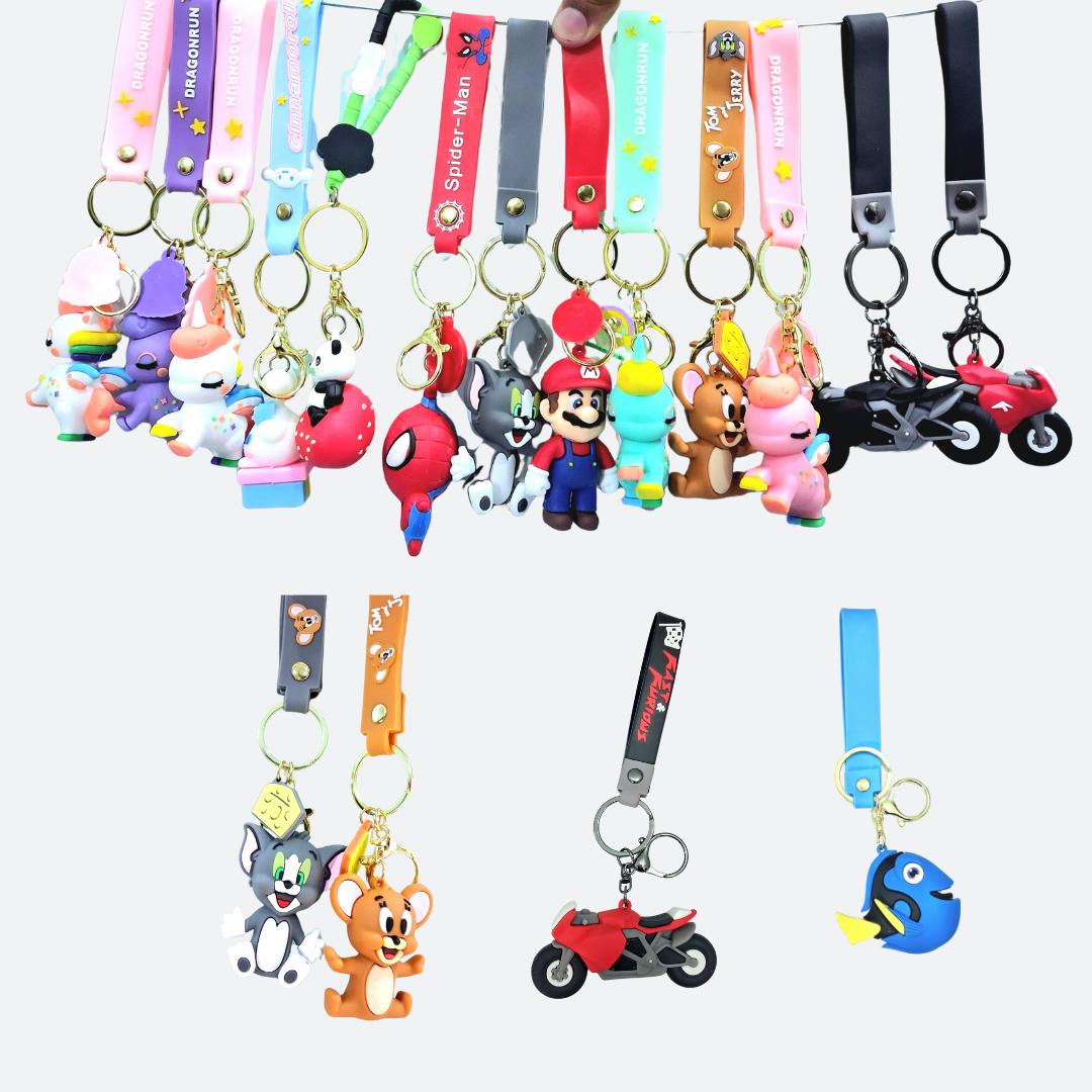 Fun Cartoon Character Keychains & Bag Charms | Silicone Key Rings Collection