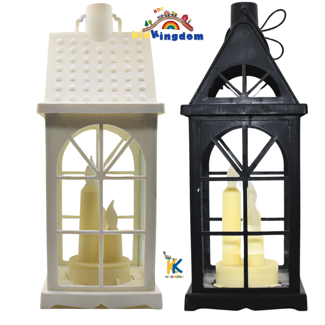 Decorative LED Candle Lantern – Black & White