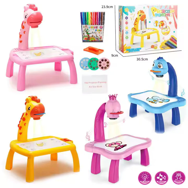 Small Projector Painting Set – Kids Drawing Toy (Yellow, Blue, Pink)