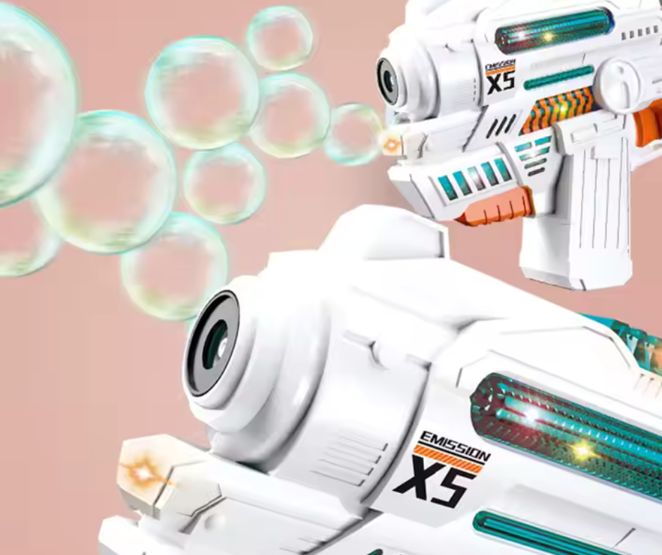Sci-Fi Bubble Gun Toy – Colorful Light & Music Automatic Bubble Blaster