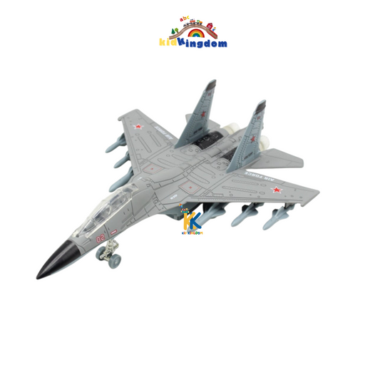 Metal Die-Cast Fighter Jet Toy – Pull Back, Lights & Sounds (4 Variants)