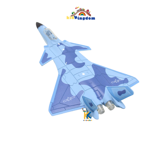 Metal Die-Cast Fighter Jet Toy – Pull Back, Lights & Sounds (4 Variants)