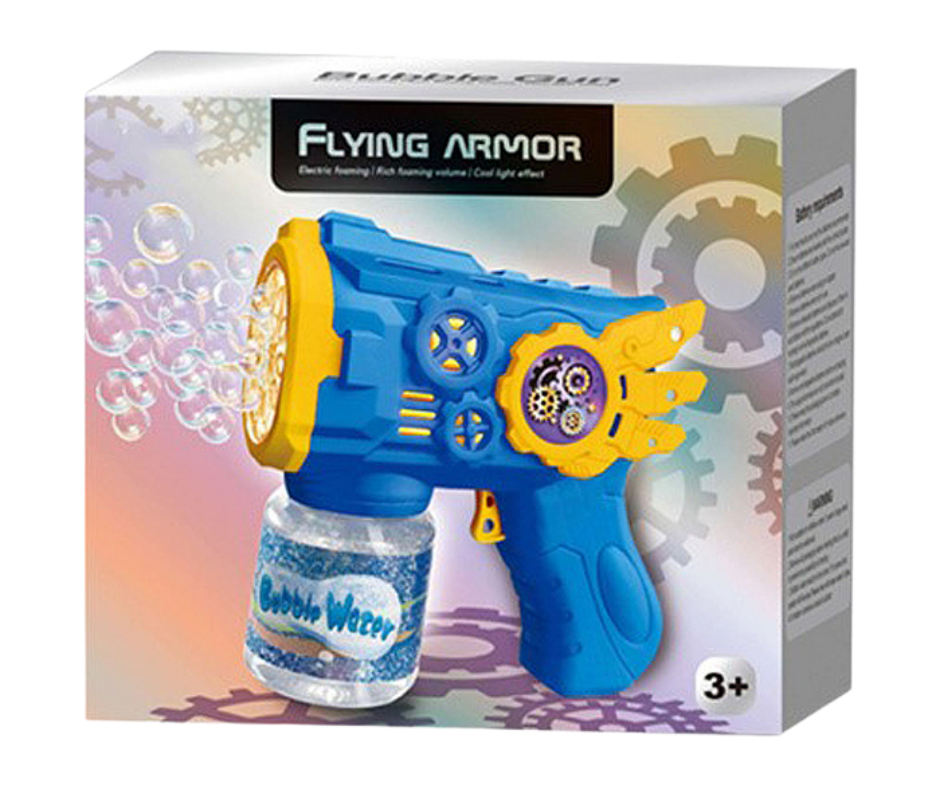 Flying Armor Automatic Bubble Gun – 12-Hole Blaster with LED Light