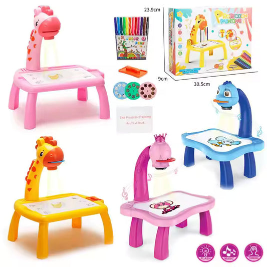 Small Projector Painting Set – Kids Drawing Toy (Yellow, Blue, Pink)