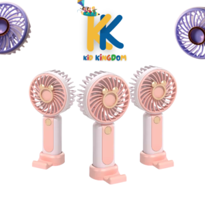 Mini Rechargeable Handheld Fan with Stand – Portable Cooling Fan for Kids & Travel