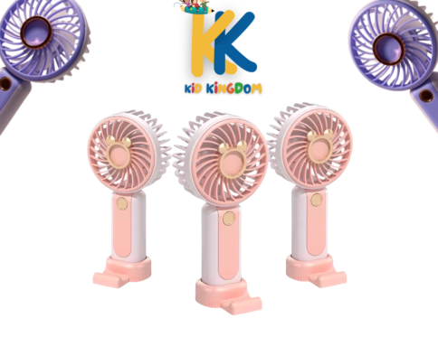 Mini Rechargeable Handheld Fan with Stand – Portable Cooling Fan for Kids & Travel