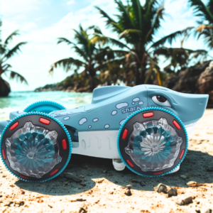 Dazzling Shark Stunt Car Toy – LED Lights, Music & Automatic Obstacle Steering for Kids