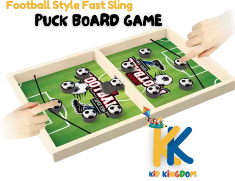 Football Style Pucket Board Game – Fast Sling Puck Wooden Game for Kids & Family
