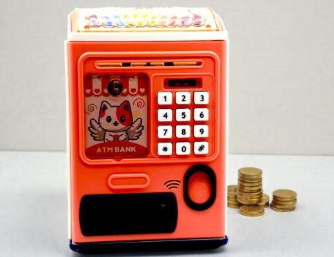 Kids Smart ATM Piggy Bank – Electronic Money Box with Password Lock & Fingerprint Sensor for Savings