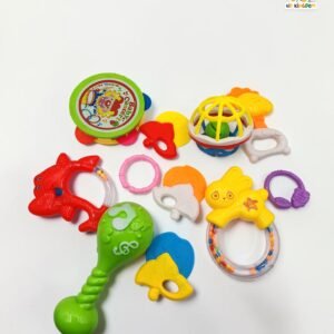 Multi-Piece Baby Rattle & Teether Sensory Set – Colorful Musical Developmental Toys for Newborns