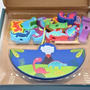 Wooden Dinosaur Balance Building Block Game – Stackable Montessori Educational Toy for Kids