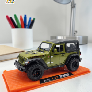 Jeep Wrangler Rubicon 1:32 Scale Diecast Metal Model Car – Premium Toy SUV with Openable Doors, Lights, Sound, and Plastic Glass Box Packaging for Kids & Collectors