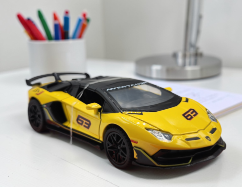 Lamborghini Aventador SVJ 63 1:32 Scale Diecast Metal Model Car – Premium Racing Supercar Toy with Openable Scissor Doors, Lights, Sound, and Plastic Glass Box Packaging for Kids & Collectors
