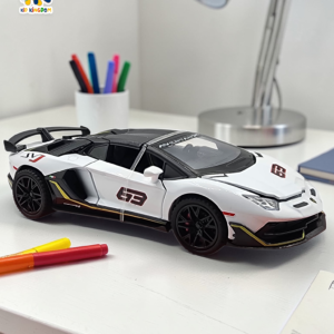 Lamborghini Aventador SVJ 63 1:32 Diecast Metal Car with Lights & Glass Box Packaging
