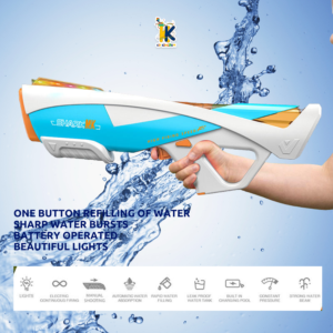 Shark MK-3 Electric Water Gun with Automatic Self-Refilling – Premium LED Lights, Continuous Burst, Dual Firing Modes Outdoor Blaster Toy for Kids