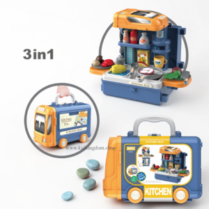 Buy kids portable kitchen bus suitcase pretend play set online in Pakistan at Kid Kingdom Shop