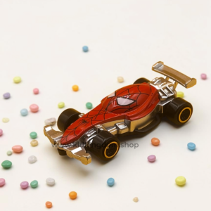 Collection of 5 superhero diecast mini vehicles with rear spoilers and web graphics