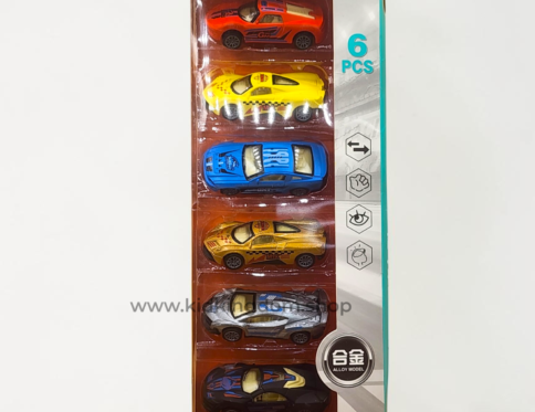 6 piece mini diecast alloy supercars set in retail box packaging
