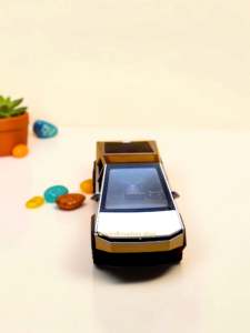 Fast rechargeable toy pickup truck navigating sharp turns for kids