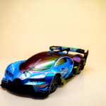 Stunning color-shifting metallic finish on sleek hypercar RC toy for kids
