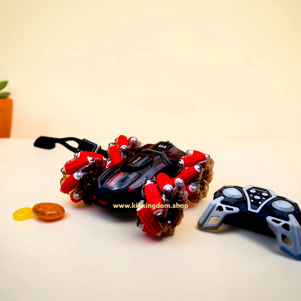 Wearable gesture-sensing wrist watch controller for interactive RC stunt car play