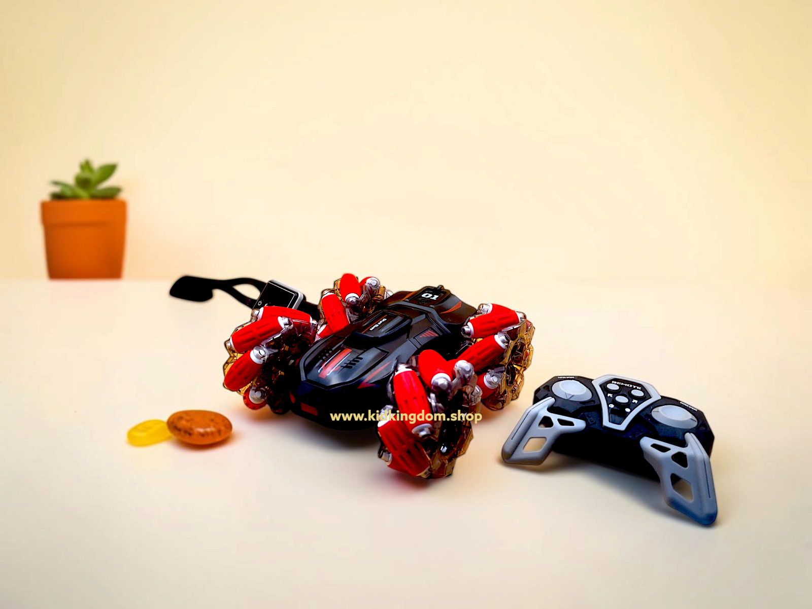 Wearable gesture-sensing wrist watch controller for interactive RC stunt car play