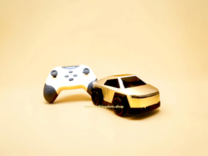 Sleek geometric diecast metal body and durable black wheels of Kid Kingdom cyber RC car