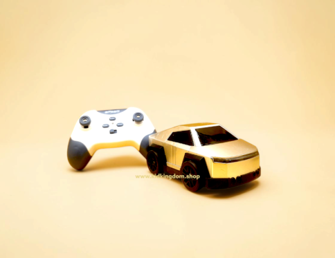 Sleek geometric diecast metal body and durable black wheels of Kid Kingdom cyber RC car