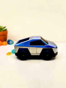 Fast metal remote control car speeding forward with glowing headlights for kids