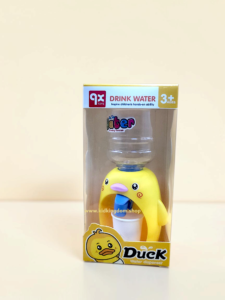 Mini penguin water dispenser toy with filled water bottle and small cup from Kid Kingdom