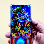 Assorted superhero phone-shaped water ring toss games featuring Hulk, Spider-Man, and Captain America from Kid Kingdom