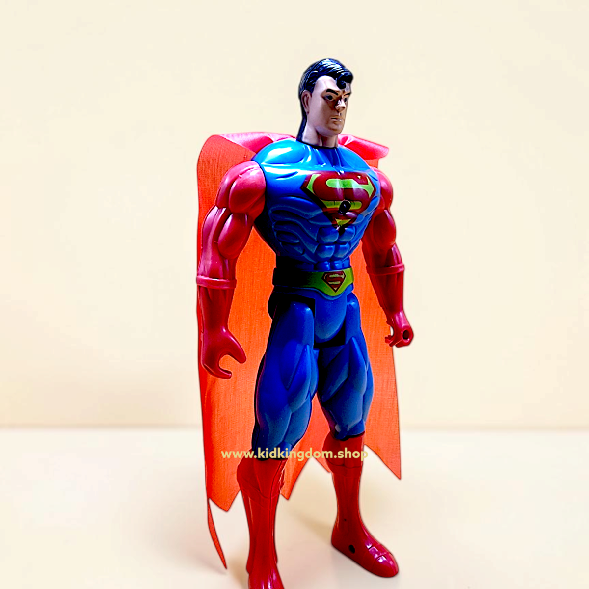 8.5 inch Superman action figure with red fabric cape and blue suit from Kid Kingdom