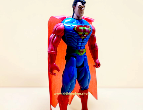 8.5 inch Superman action figure with red fabric cape and blue suit from Kid Kingdom