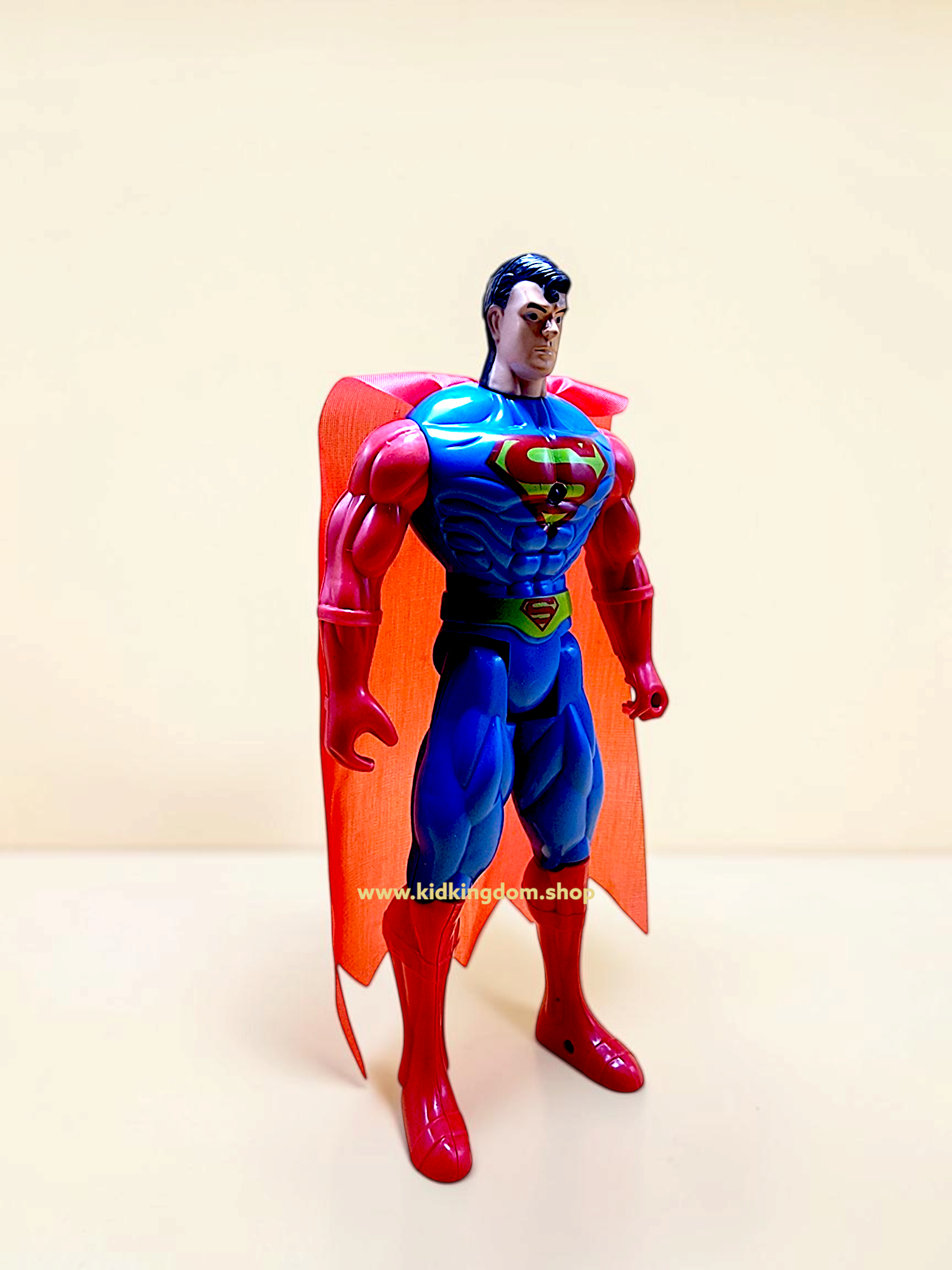 8.5 inch Superman action figure with red fabric cape and blue suit from Kid Kingdom