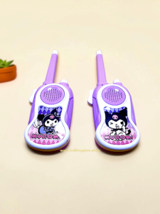Pair of purple and white Kuromi walkie talkies with character graphics and speaker grilles