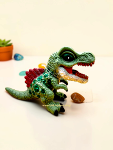 Collection of colorful flexible sound emitting dinosaur figures standing together from Kid Kingdom