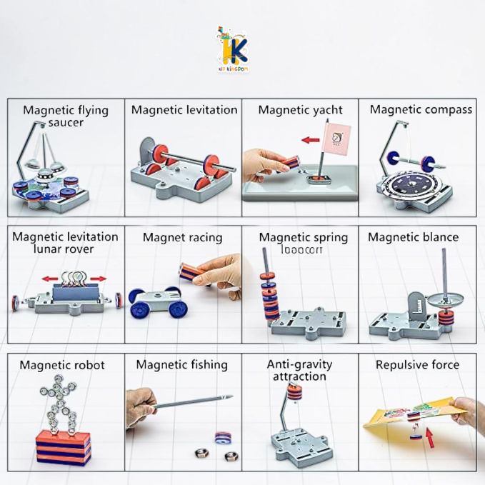 L4 Image 4: Magnetic compass and levitation lunar rover builds from the 12-in-1 STEM magnet science set