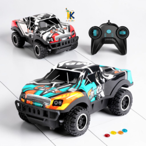 Image 1: Climbing Racing Fierce RC short course trucks in turquoise blue and green fiber body shells with remote controller