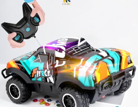 Image 2: Turquoise blue Climbing Racing Fierce RC truck showing front bumper guard and high-traction off-road tires